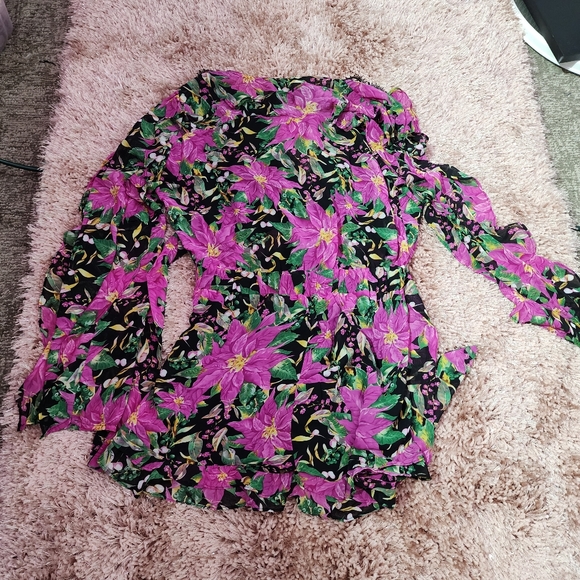 Fashion nova floral long sleeve chiffon romper size xl - Picture 3 of 5